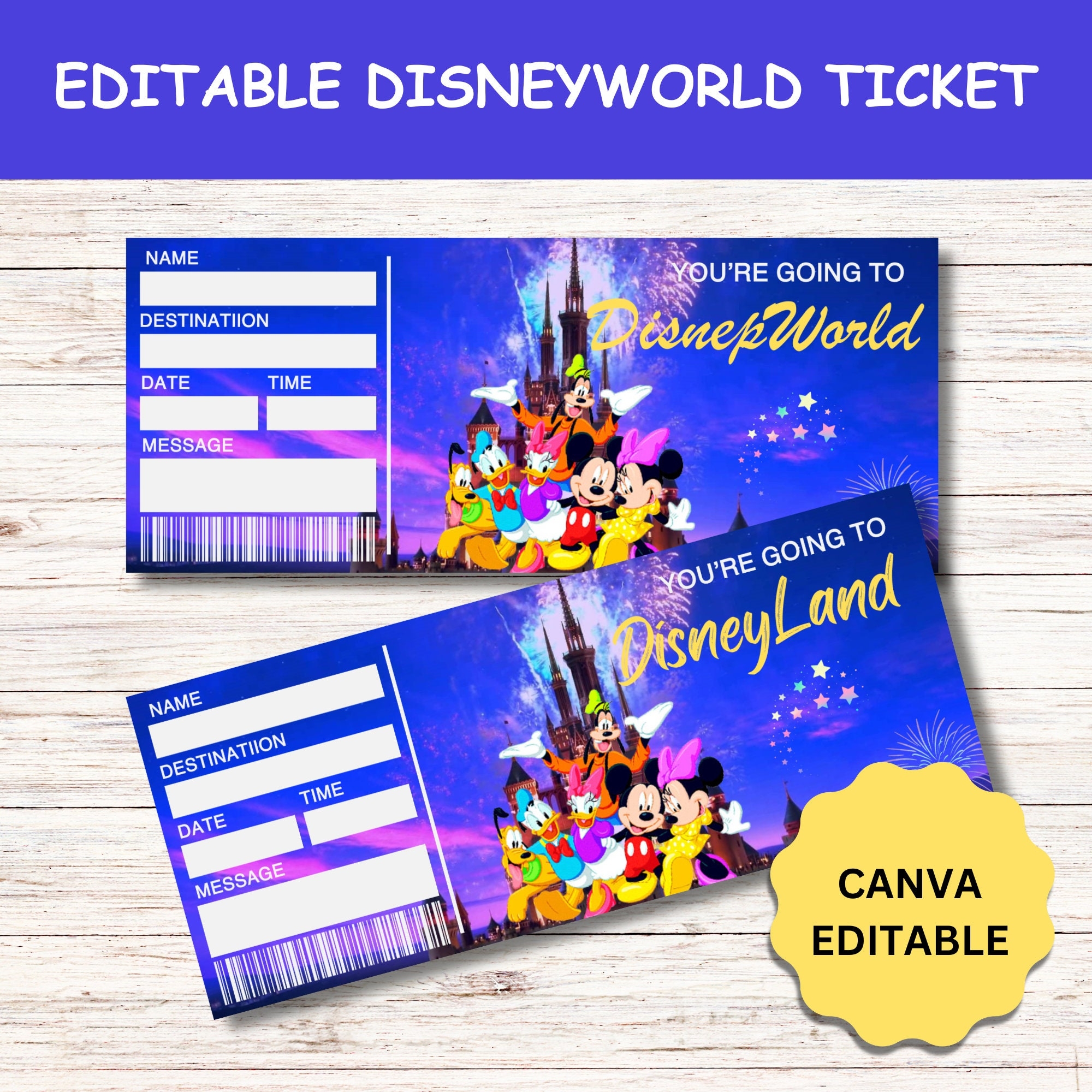 Printable Disneyland Surprise Ticket Disneyworld Ticket Surprise 