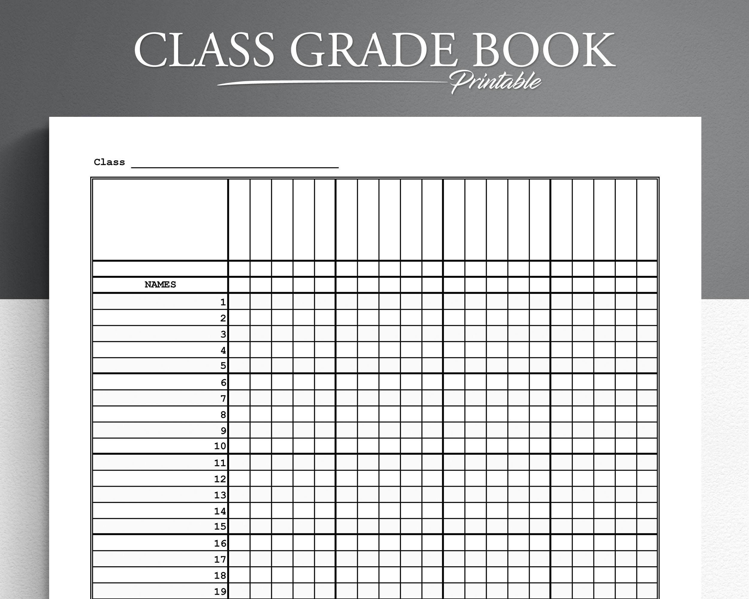 Printable Grade Book Teacher Grade Book Grade Tracker Grade 