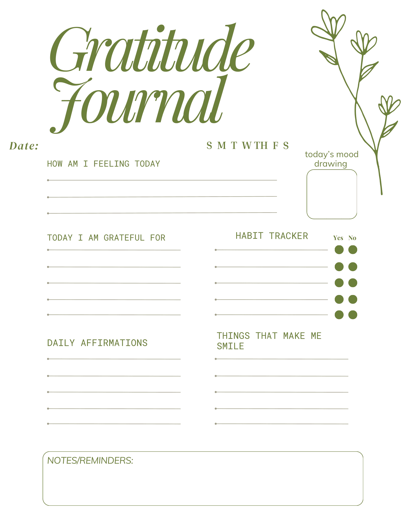 Printable Gratitude Journal Template By Thedesignsocietyph Raket PH
