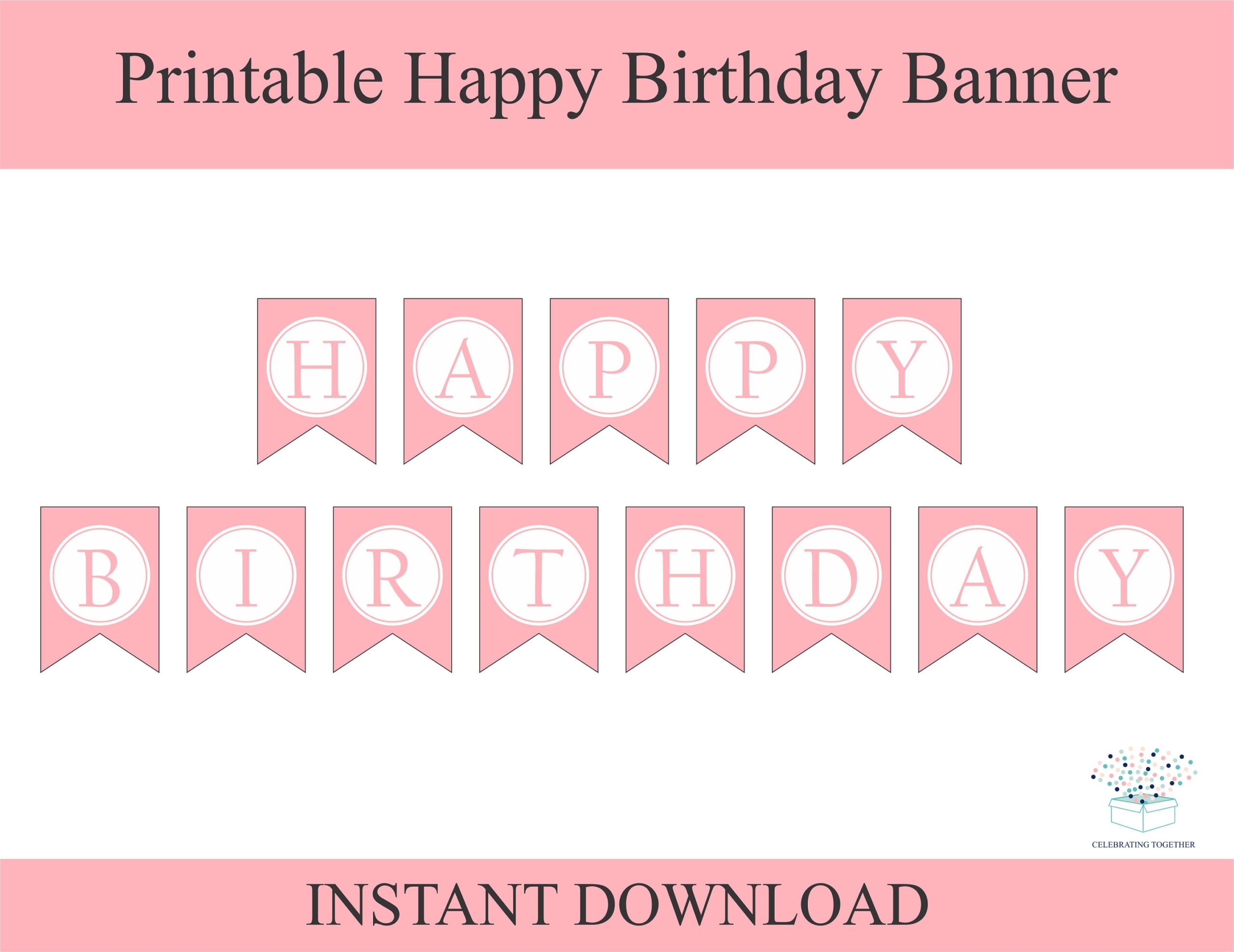 Printable Happy Birthday Banner Instant Download Birthday 