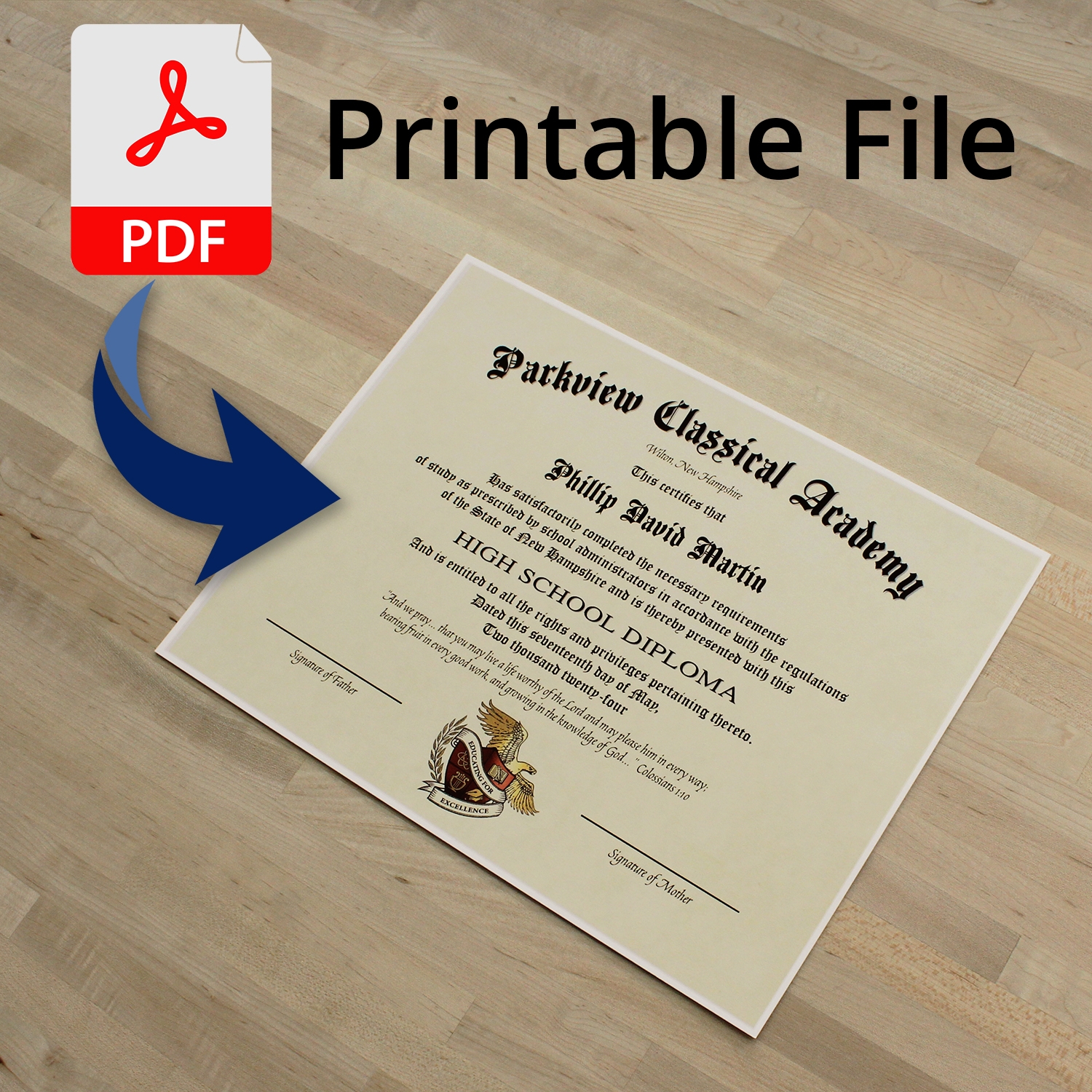 Printable High School Diploma For Homeschools