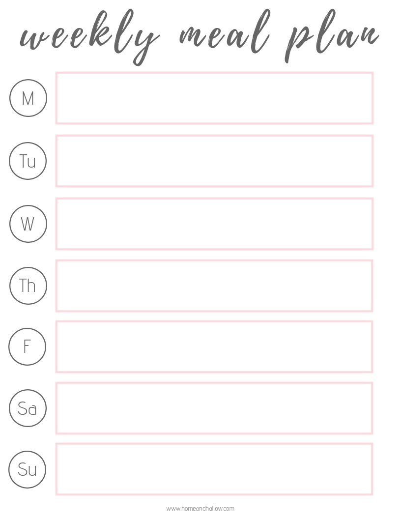 Meal Plan Template Free Printable