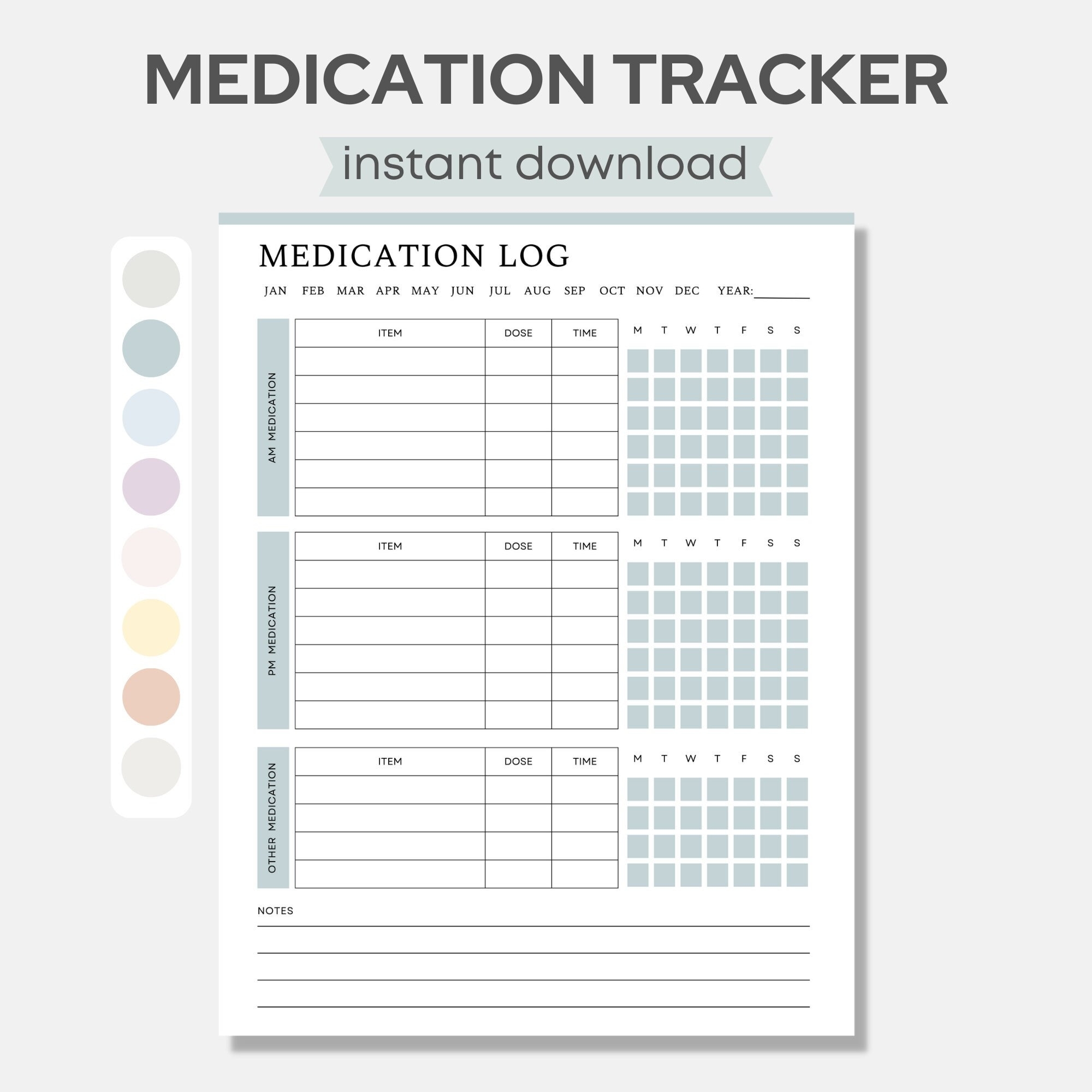 Printable Medication Log Medicine Tracker List Daily Medication Record Client Medication Chart Checklist Treatment Administration Record Etsy