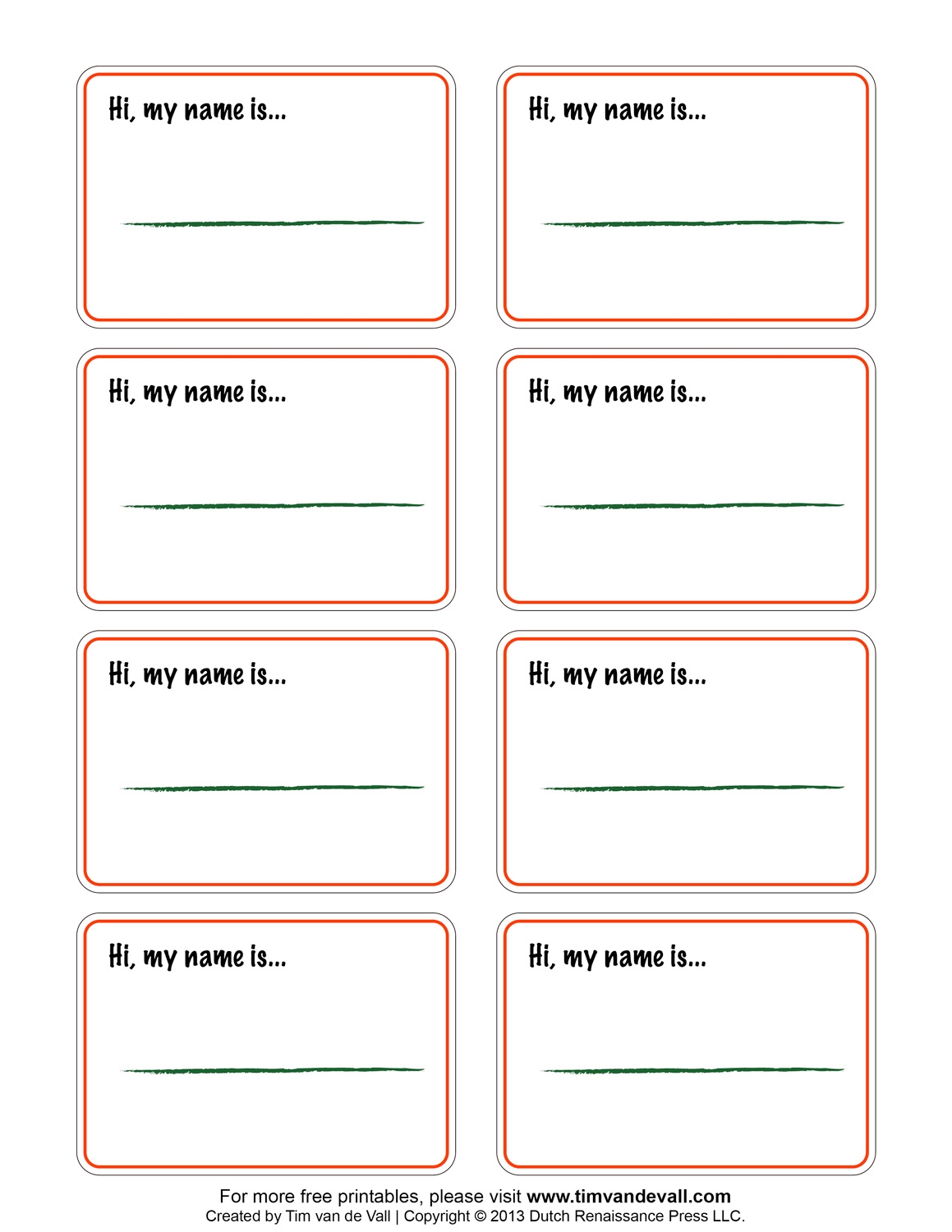 Downloadable Name Tag Template Free Printable