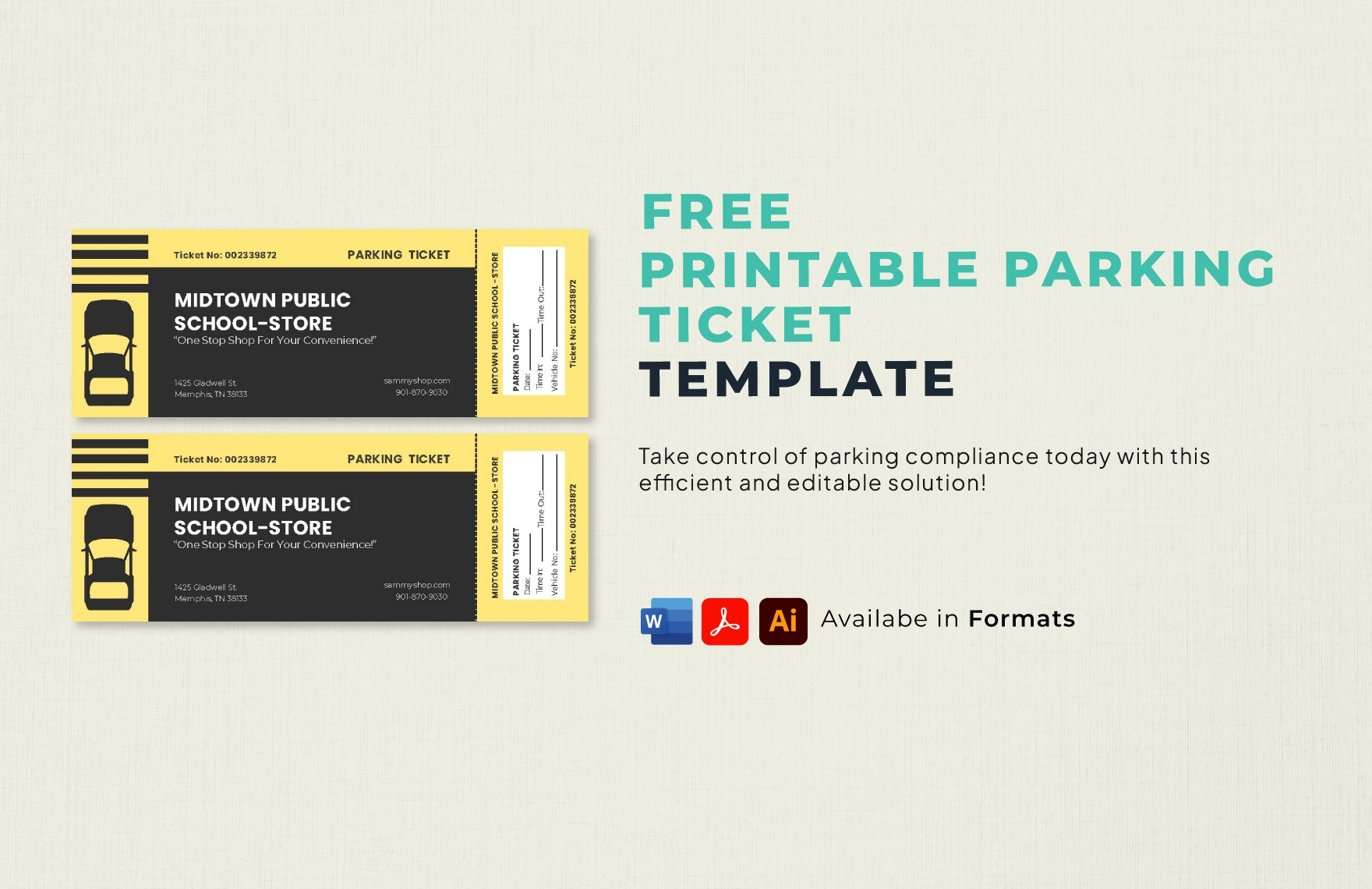 Printable Parking Ticket Template In Illustrator PSD Pages Word Publisher Download Template
