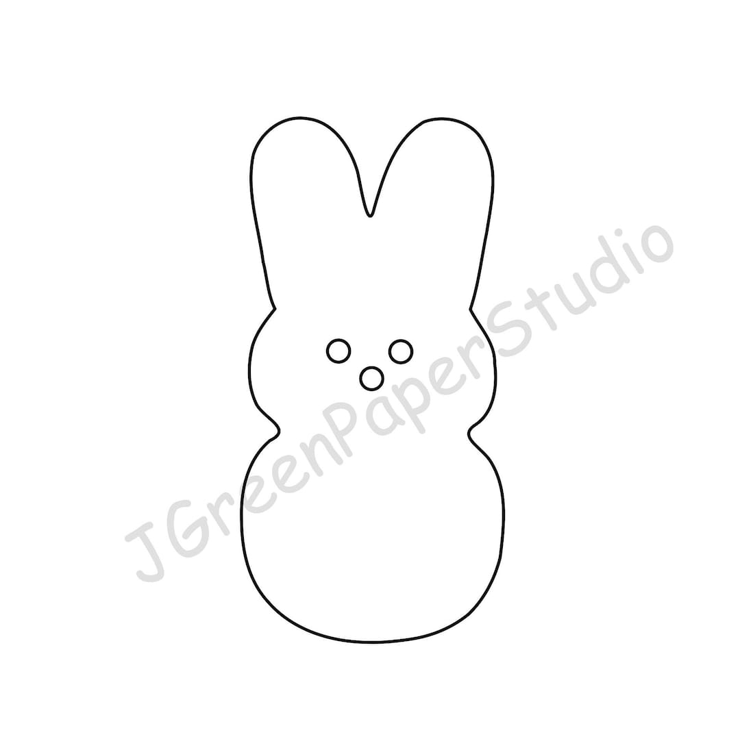 Printable Rabbit Peeps Template pdf SVG Digital Download Bunny Kids Coloring Page Line Art Stencil 7 Inch Easter Bunny Peeps DIY Crafts Etsy