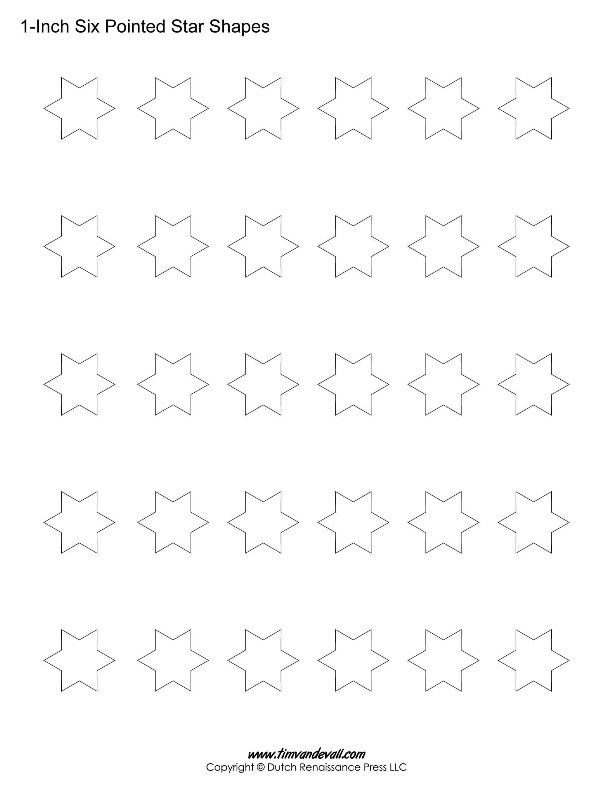 Printable Six Pointed Star Templates Blank Shape PDF Downloads