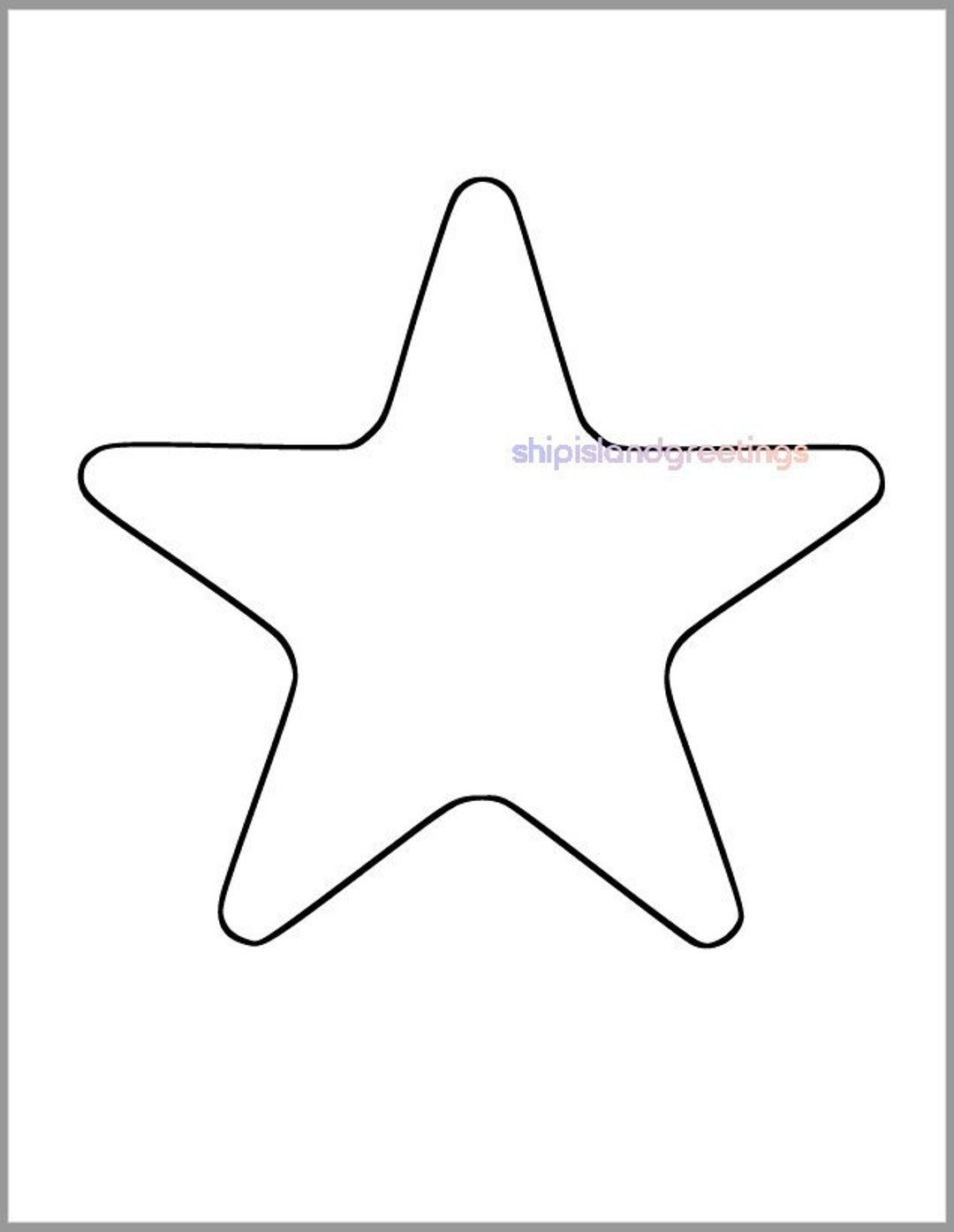 Printable Star Template 7 Inch Starfish Cutout baby Shower Decor 