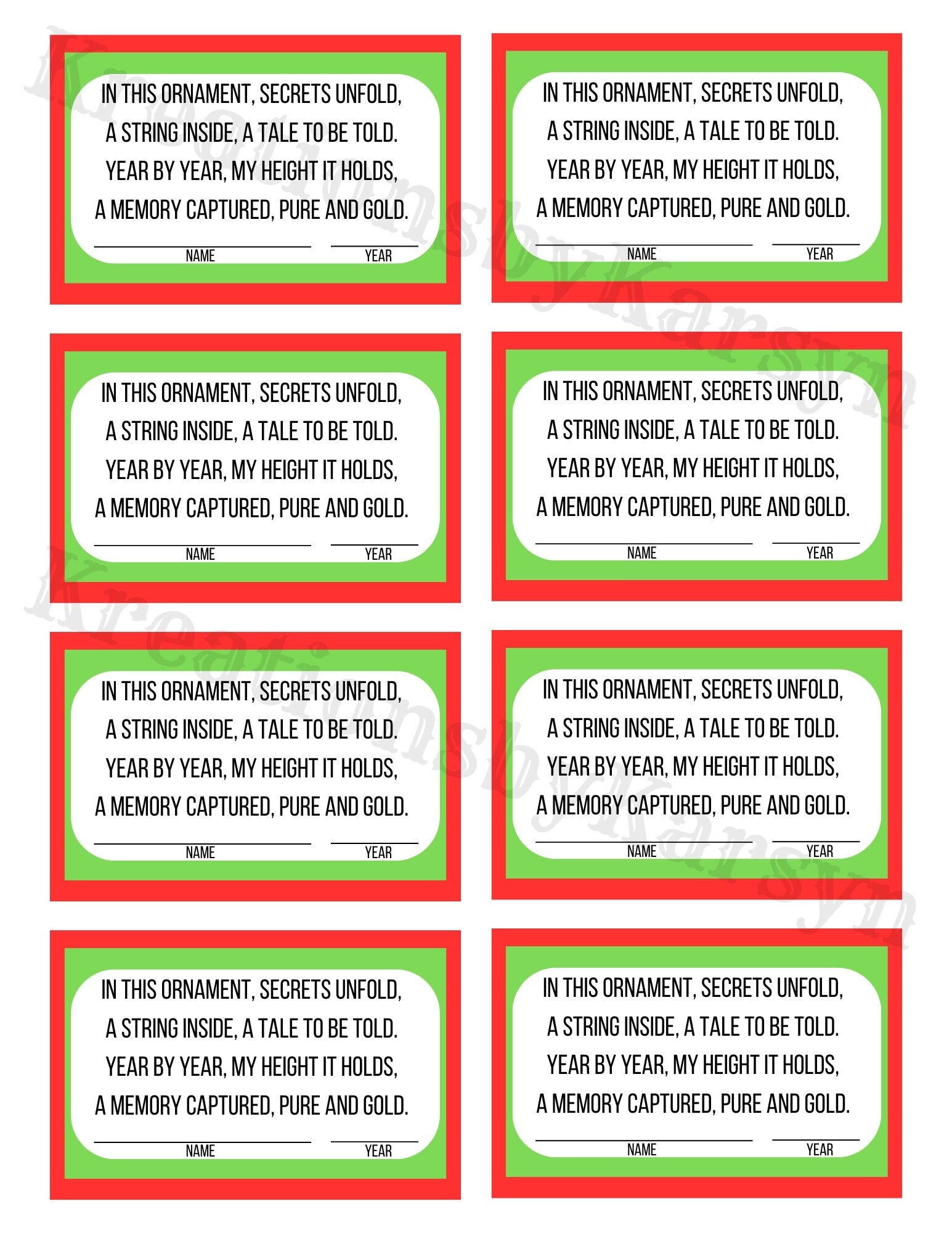 Printable String Ornament Poem INSTANT Download U0026 Printable Etsy