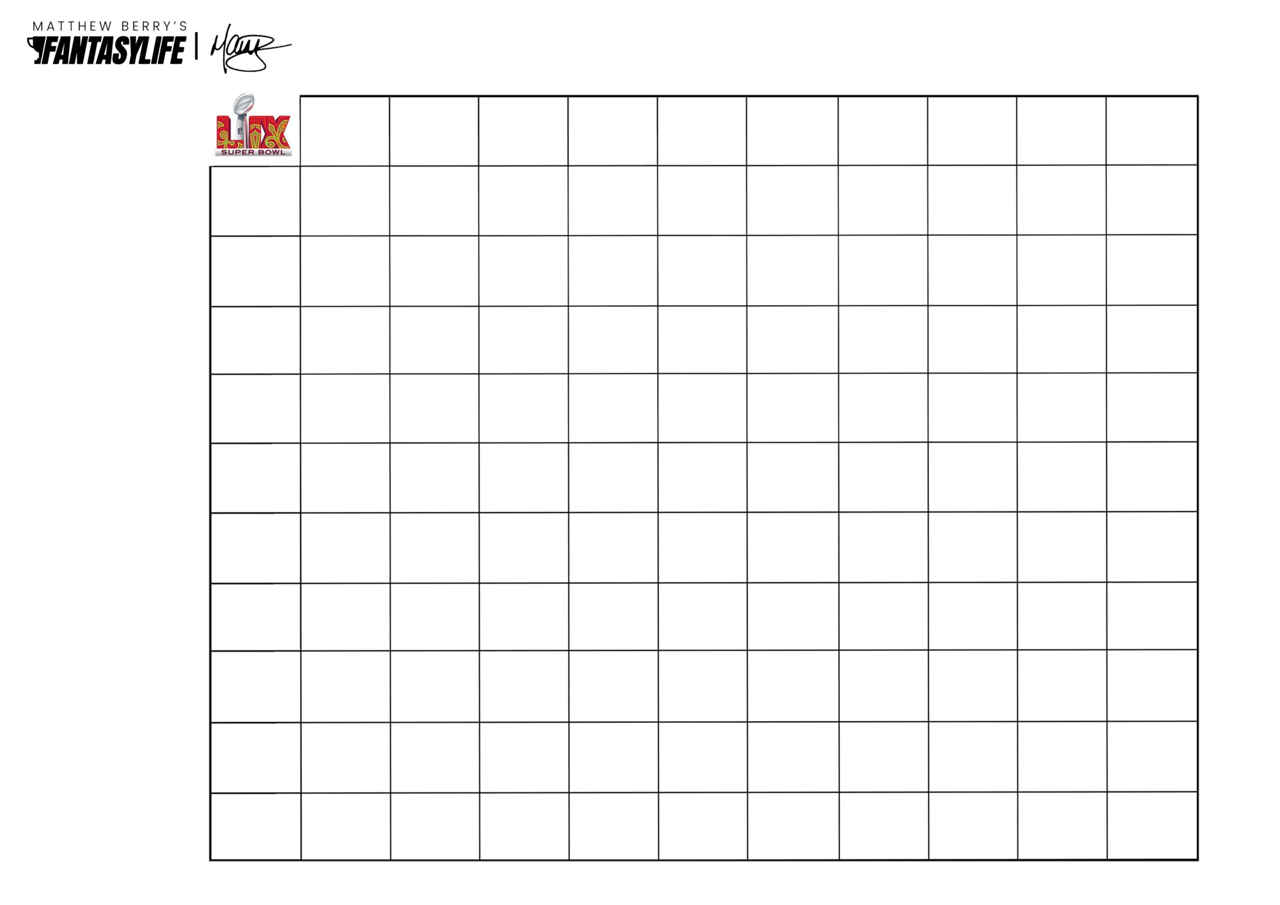 Printable Super Bowl Squares Download The Grid Template For Eagles Vs Chiefs 2025