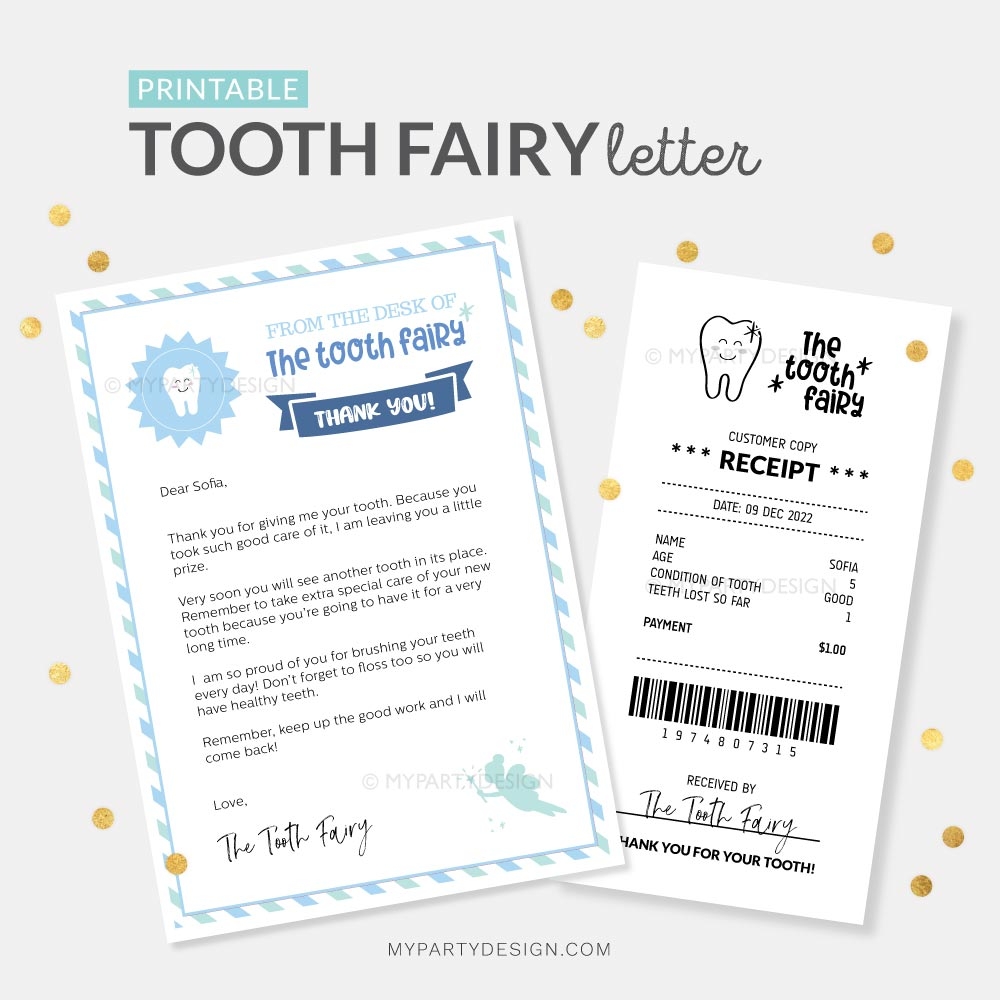 Printable Tooth Fairy Letter Blue
