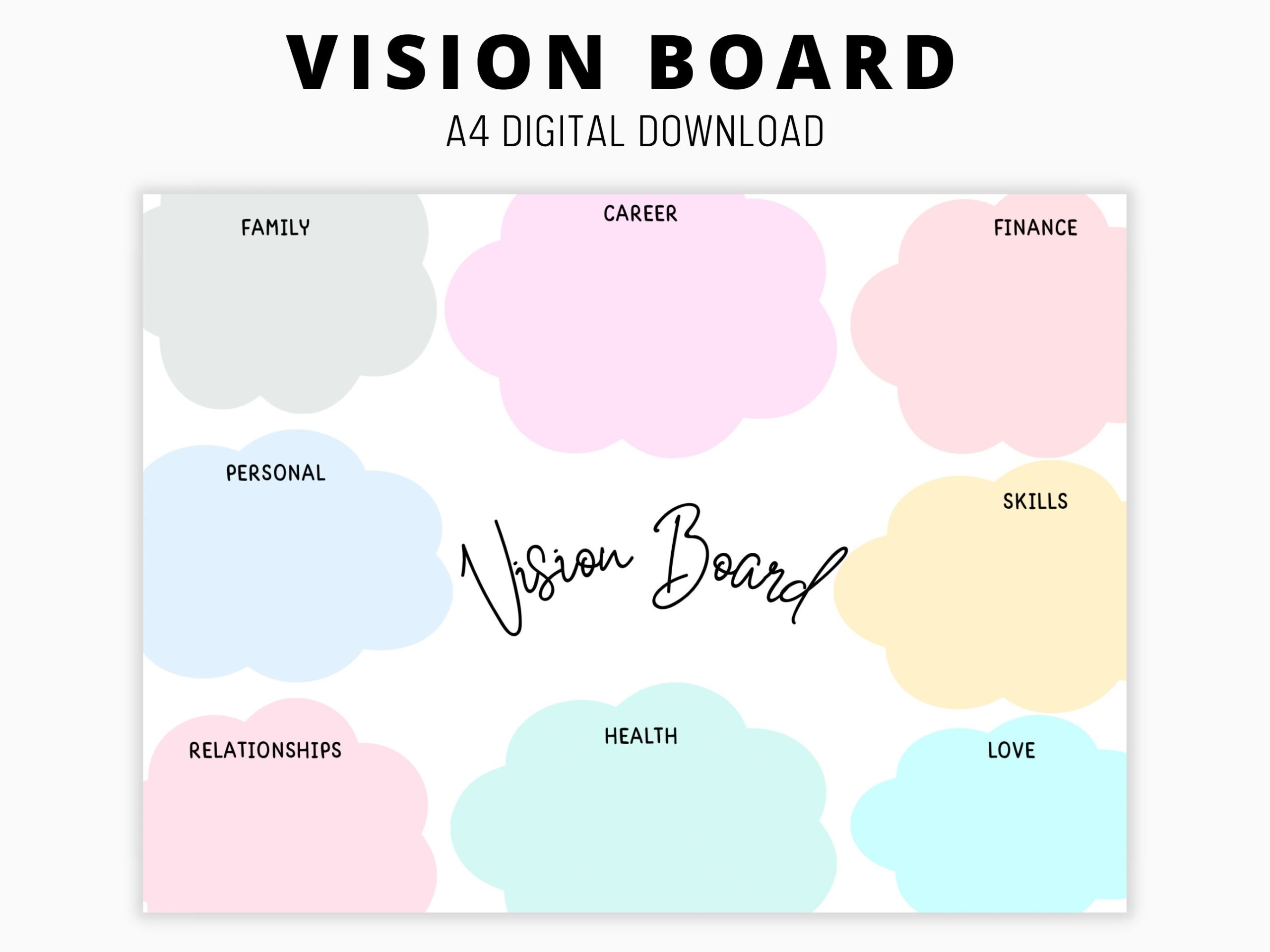 Printable Vision Board Vision Board Template 2025 Dream Life Planner Goal Setting Vision Board Manifesting Kit Manifesting Board PDF A4 Etsy UK