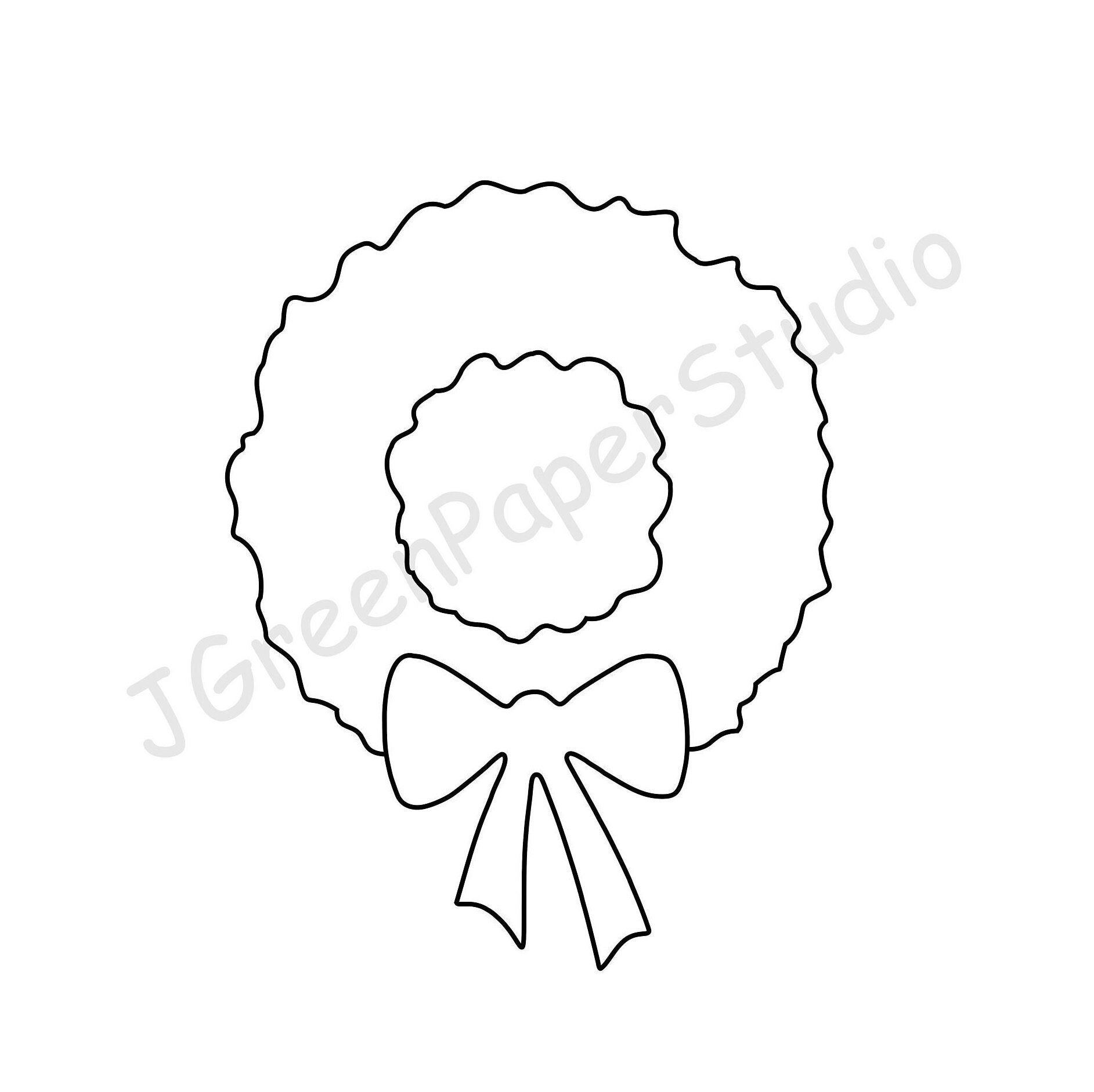 Printable Wreath Template PDF Digital Download Wreath Kids Holiday Coloring Page Kids Crafts Stencil 8 Inch Wreath Scrapbooking