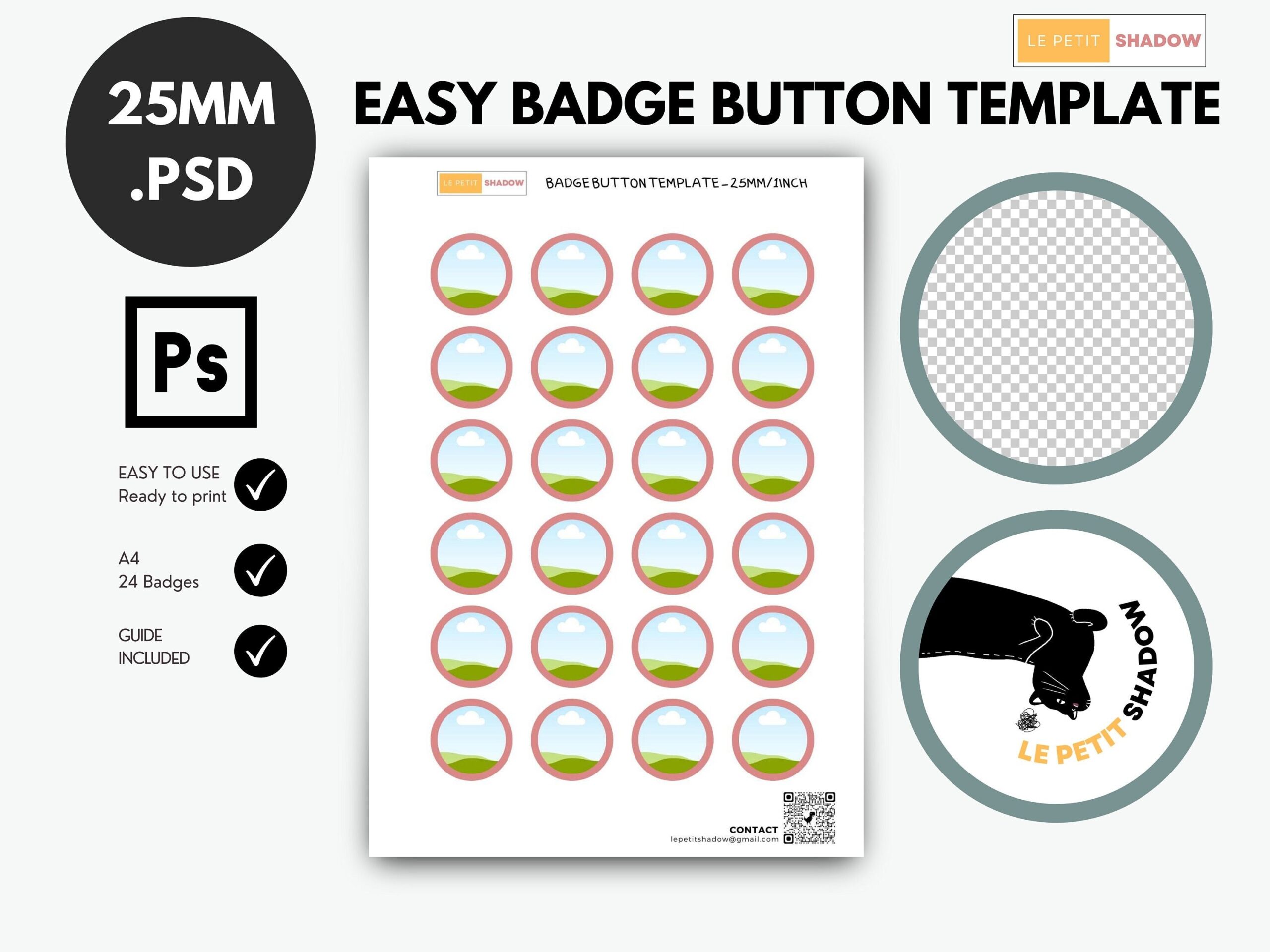 PSD Button Template Easy Badge Button Template Pinback Button Template For 25mm 1 Inch Buttons Etsy