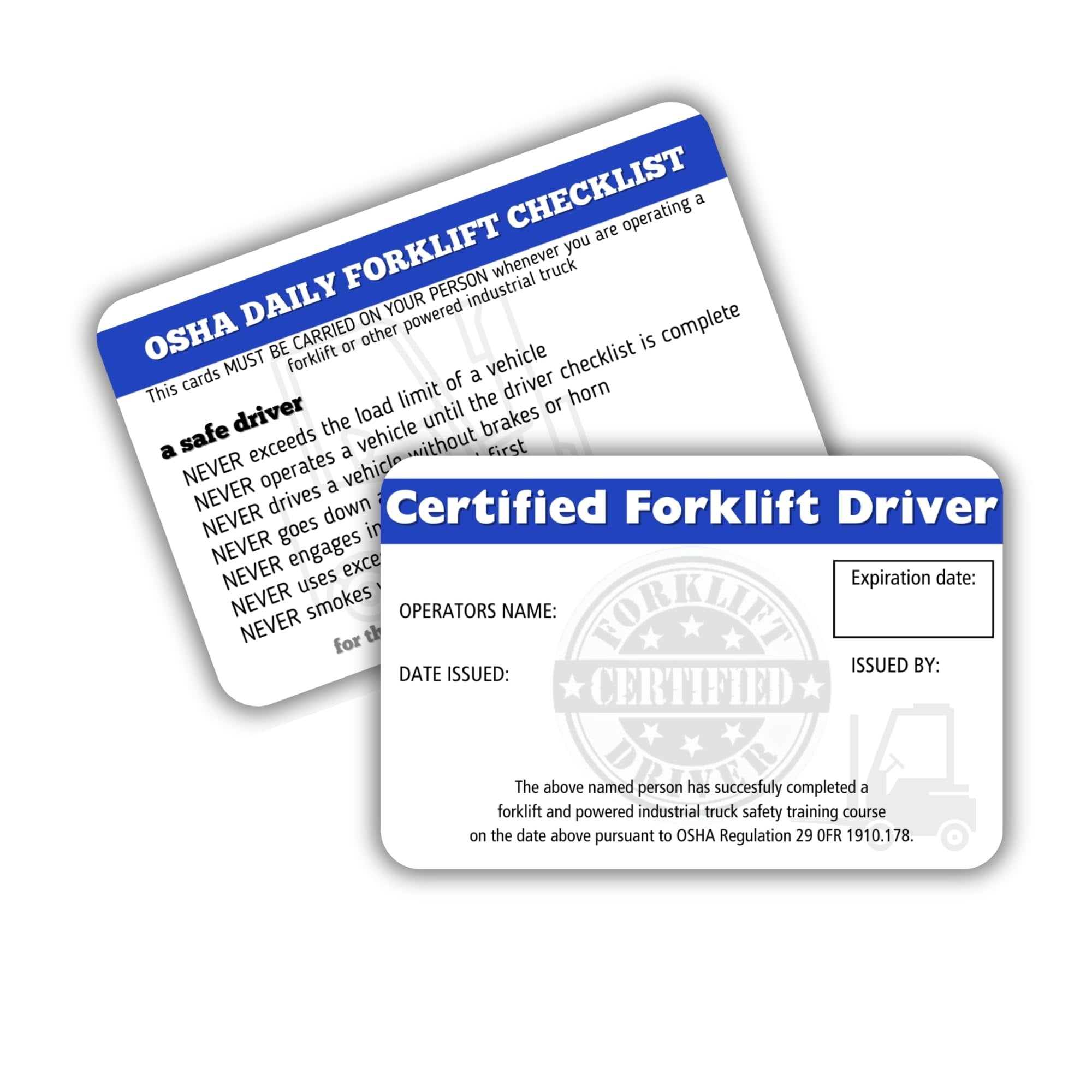 Qualified Forklift Operator Certification Card 5 Pk 3 5x2 25