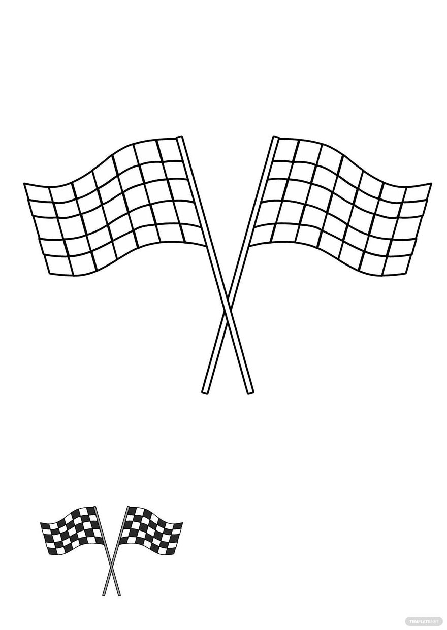 Racing Checkered Flag Coloring Page In PDF Download Template Racing Checkered Flag Coloring Page In PDF Download Template