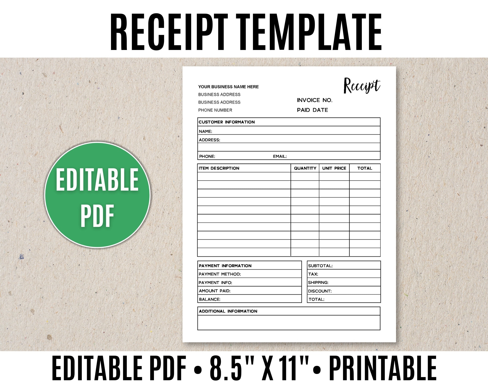Free Printable Receipt Template Pdf