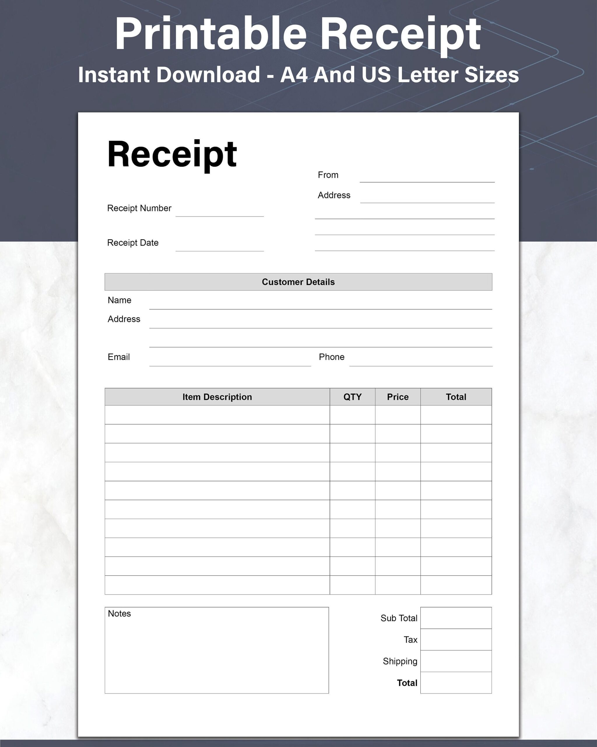Receipt Template Printable Customer Order Receipt Small Business Sales Receipt Form A4 And US Letter PDF Etsy Receipt Template Printable Customer Order Receipt Small Business Sales Receipt Form A4 And US Letter PDF Etsy