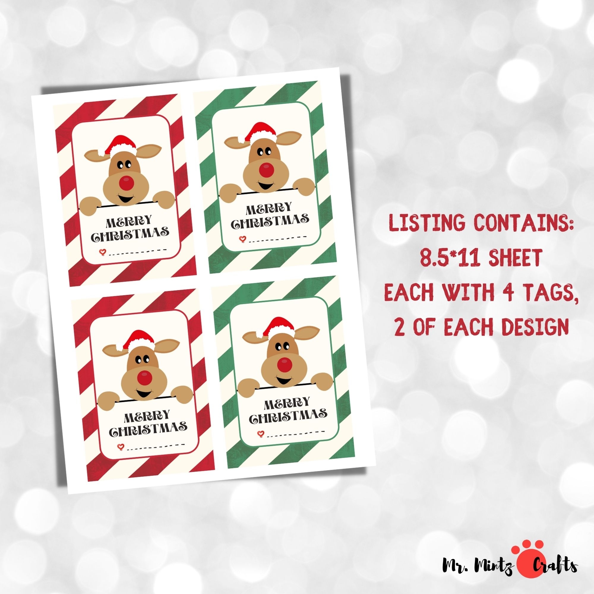 Reindeer Candy Cane Holder Template Made By Teachers