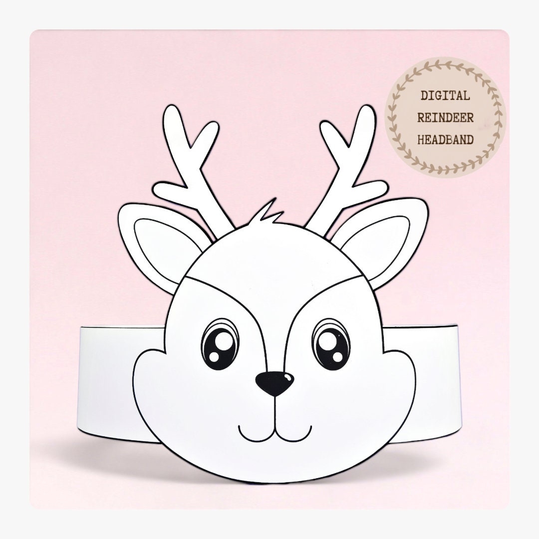 Reindeer Paper Coloring Crown Animal Paper Hat For Kids Instant Download Paper Crown Animals Digital Party Headband Printable Party Mask Etsy