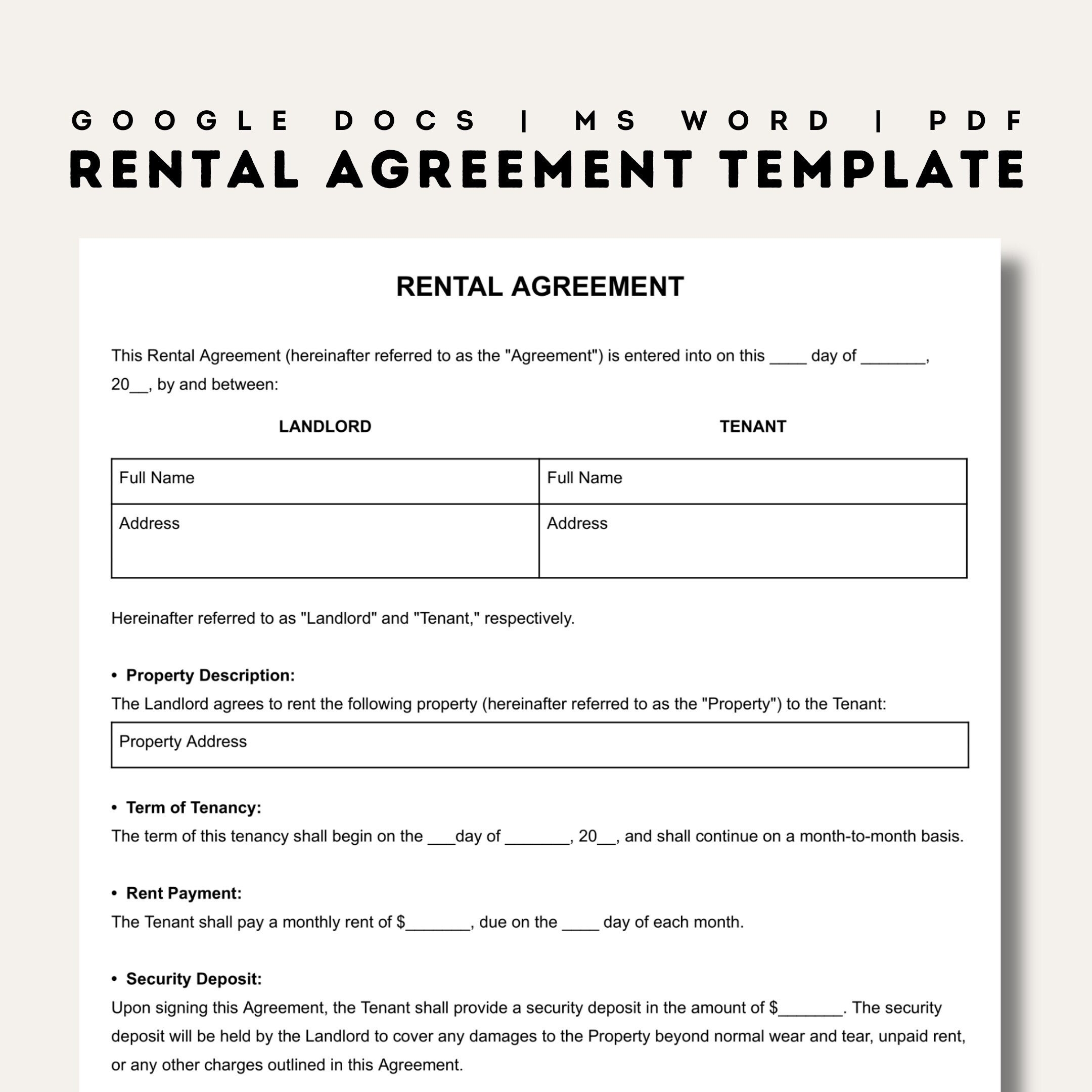 Rental Agreement Templates Simple Editable Rental Agreements Rental Agreement Templates Simple Editable Rental Agreements