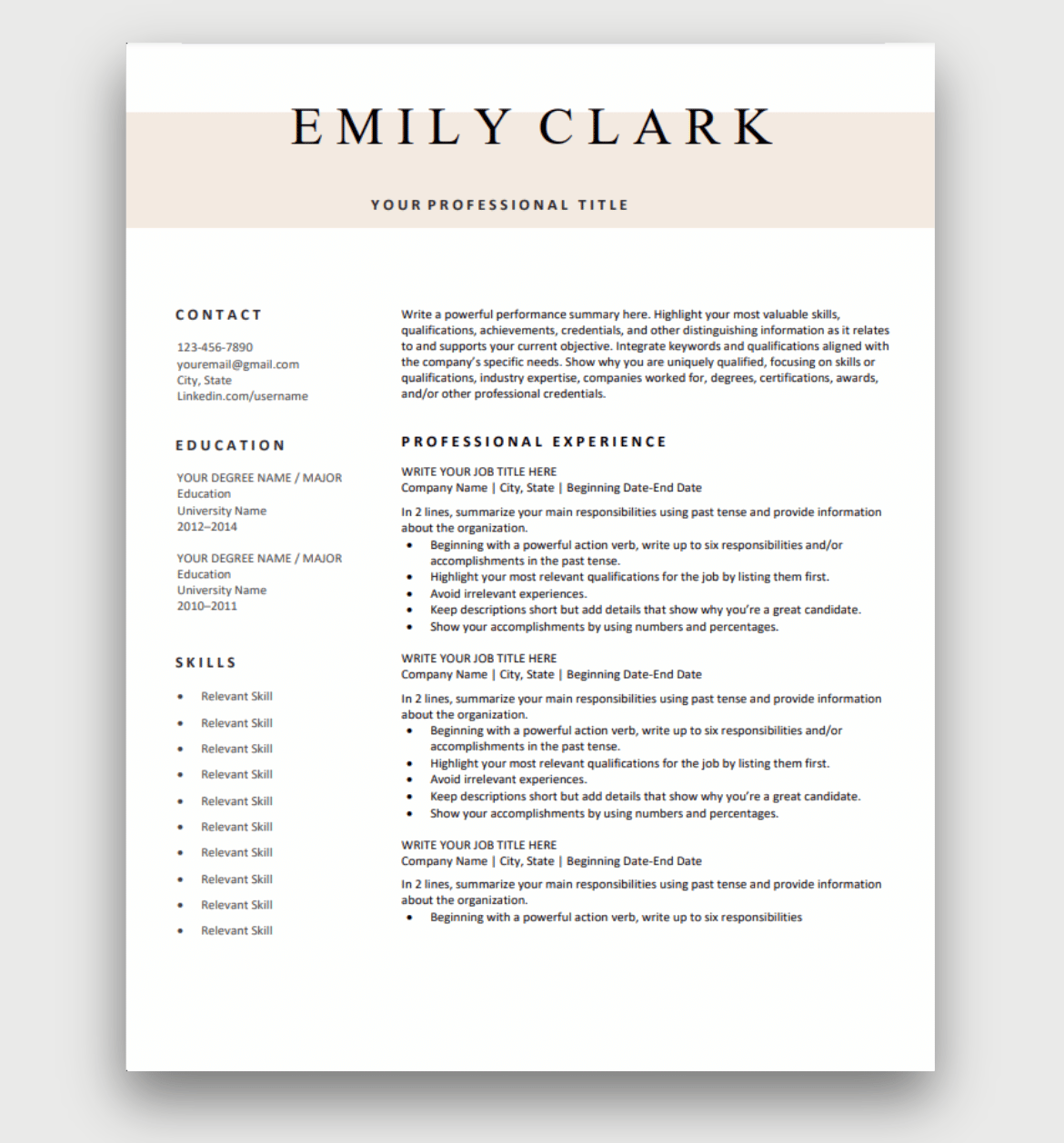 Free Printable Resume Templates