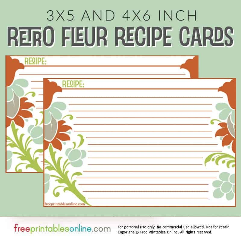 Retro Fleur Recipe Card Template Free Printables Online