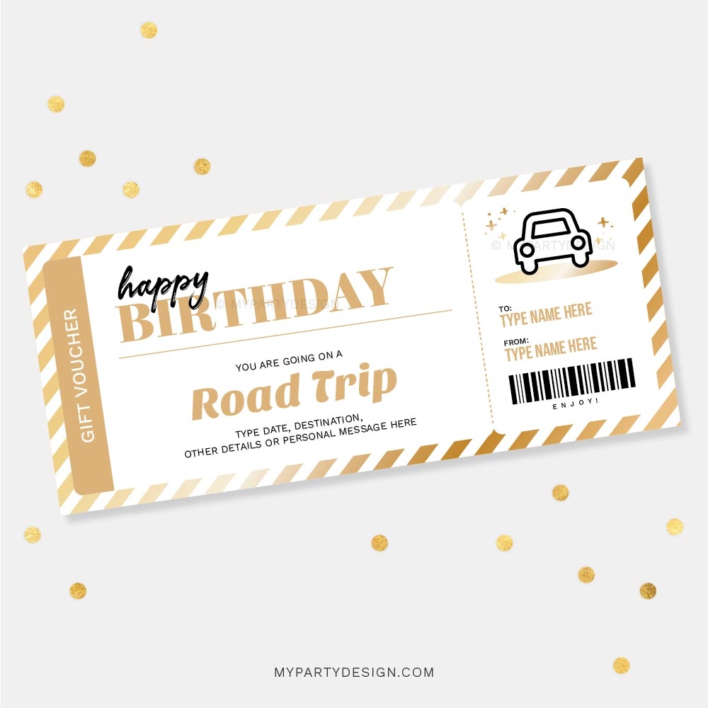Road Trip Gift Voucher Template Printable PDF