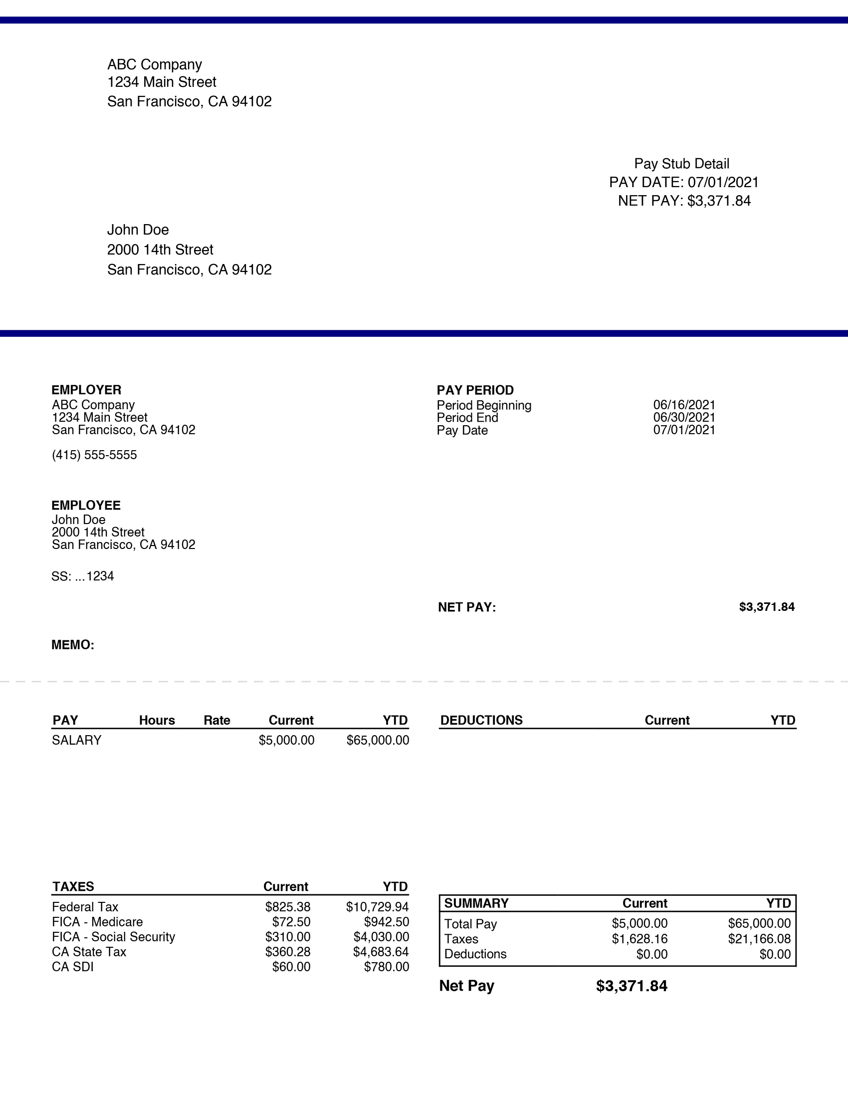 Free Blank Check Stub Template Printables