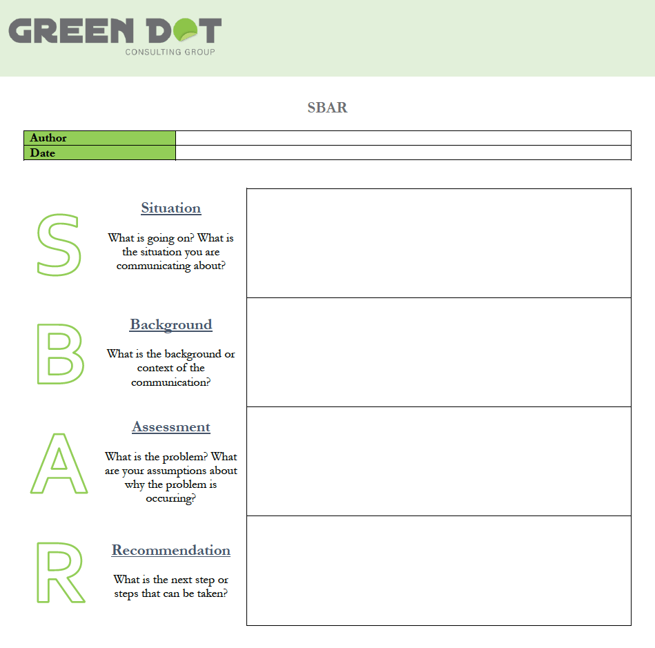 Free Printable Blank Sbar Template