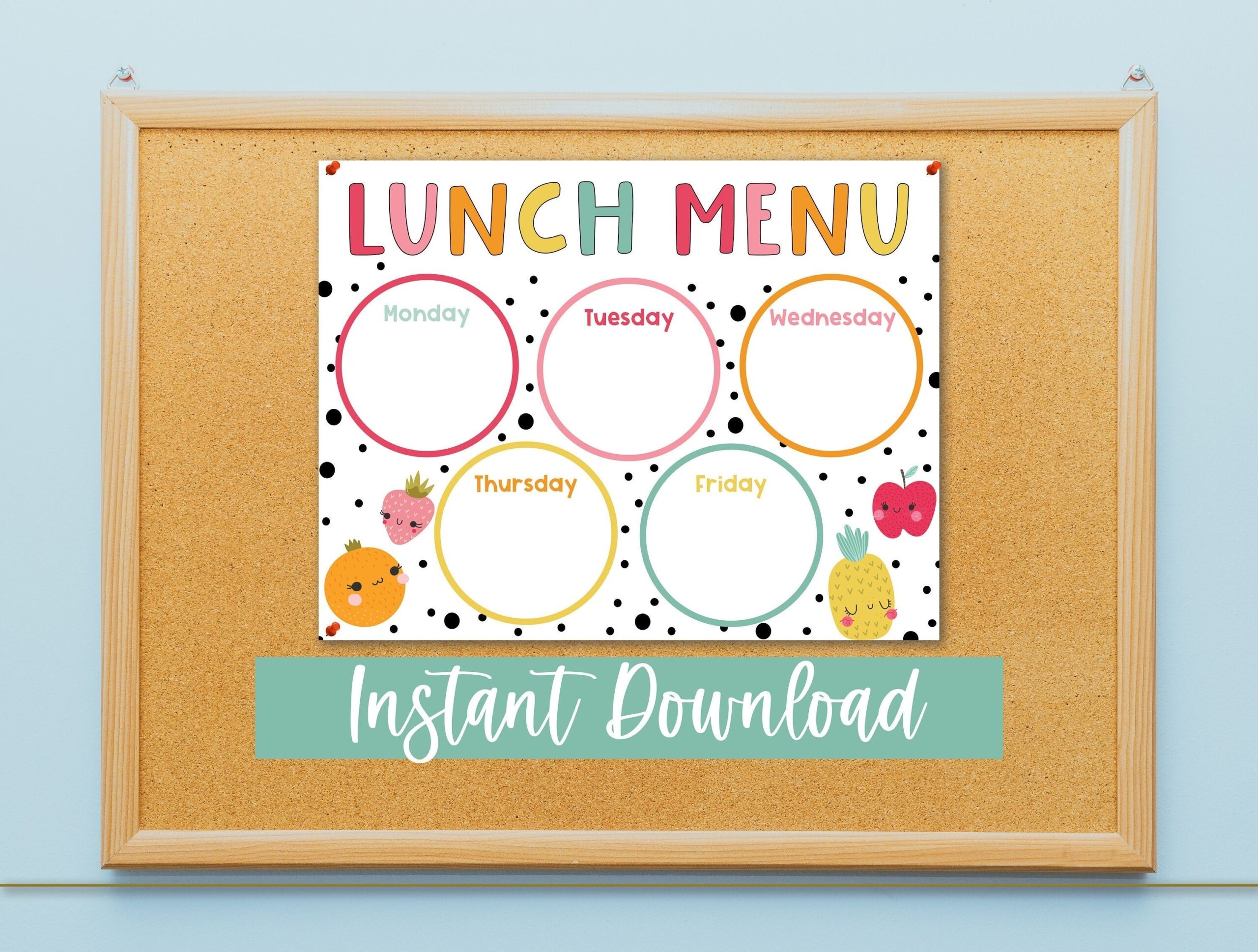 School Lunch Planner Lunch Menu Template Daycare Menu Template Etsy