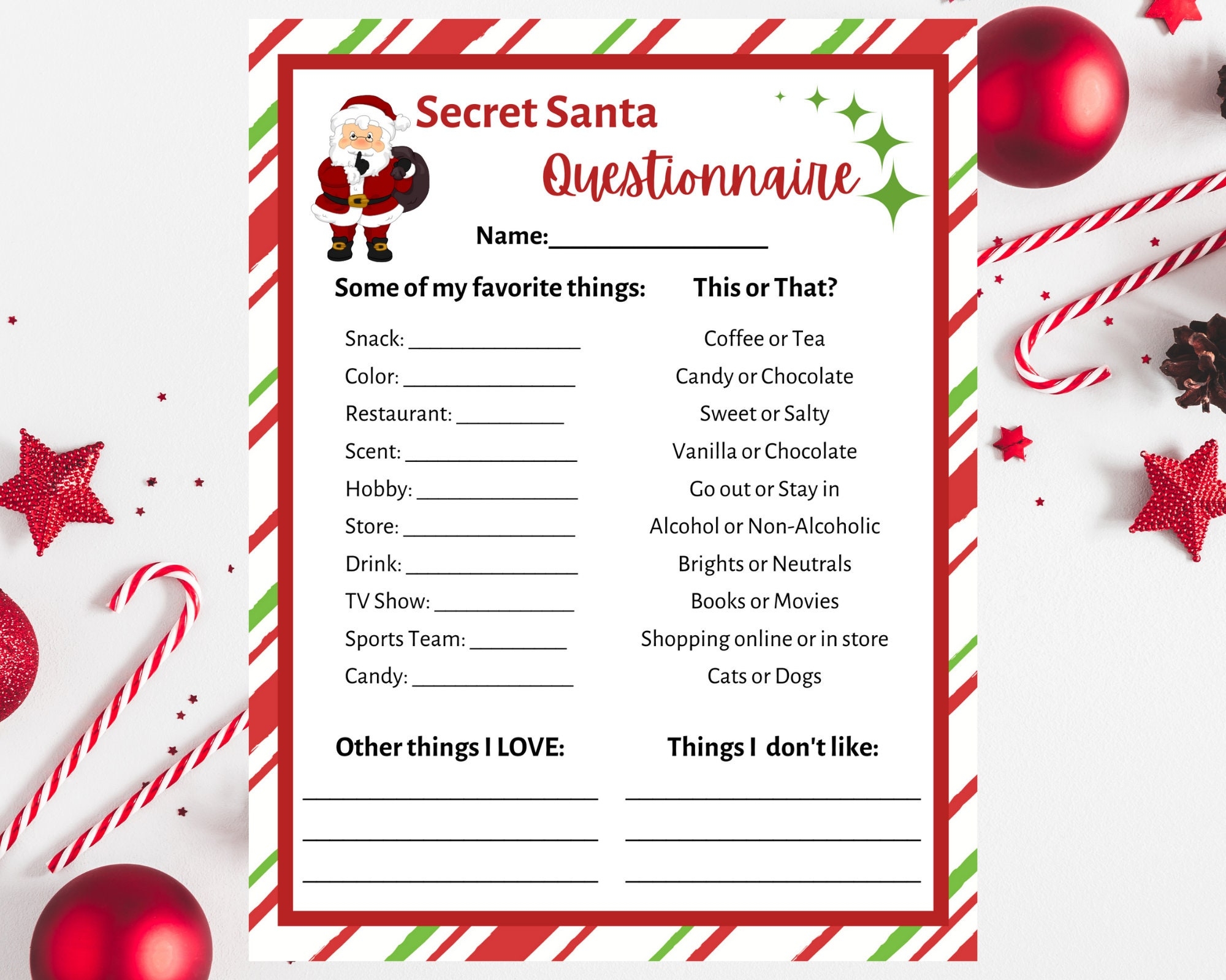 Free Printable Secret Santa Template