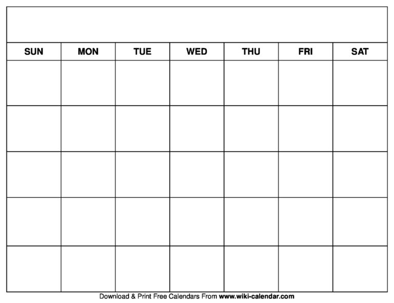Simple Blank Calendar Templates Free To Download U0026 Print