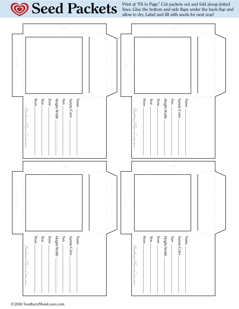 Southern Mom Loves Garden Heirloom Seed Packet Free Printable