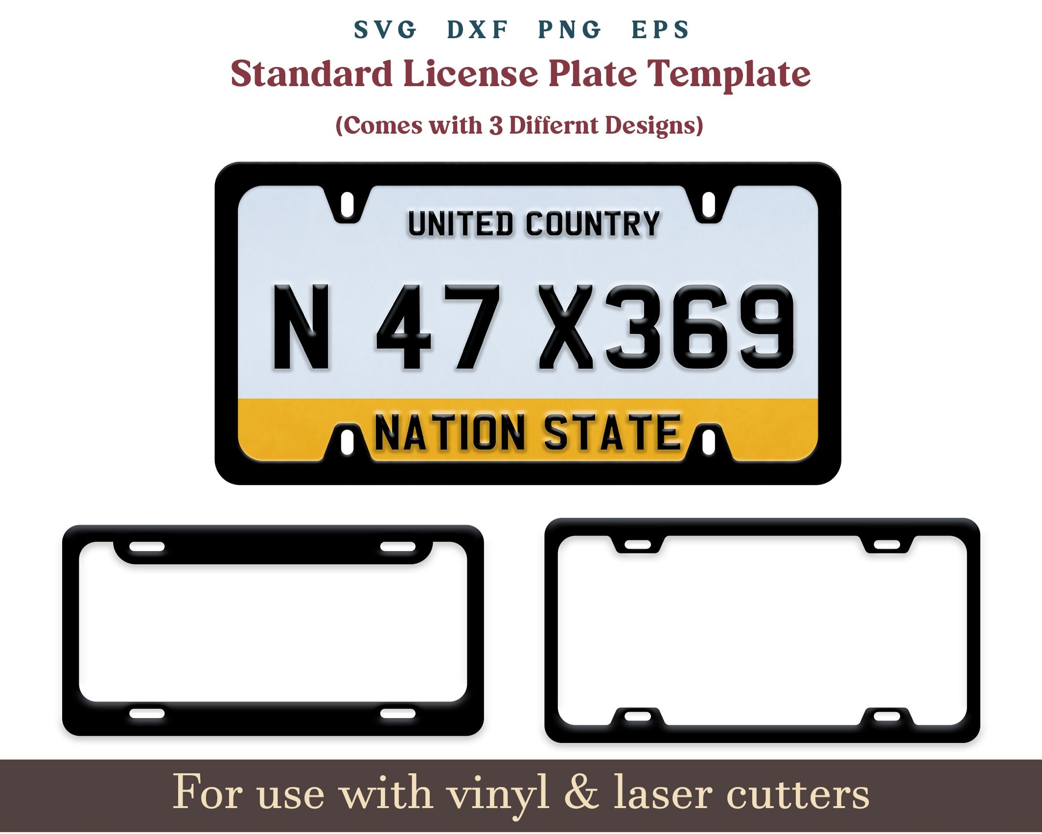 Standard License Plate Template SVG Number Plate Svg Blank License Plate Template Car Licence Plate Covers SVG DXF Laser Cut Files Etsy