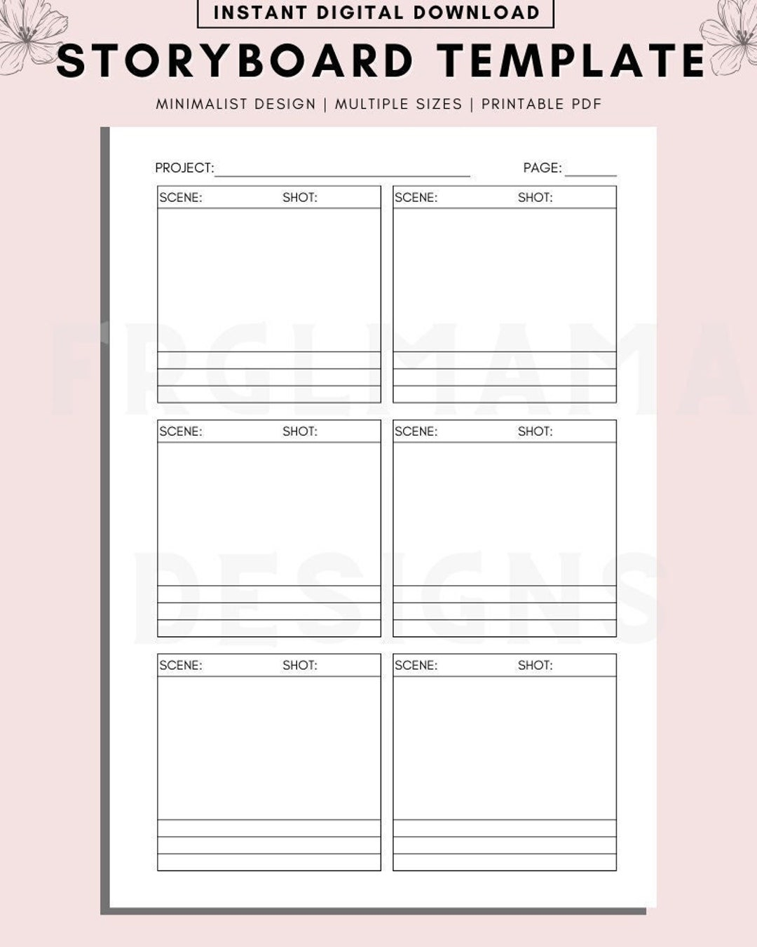 Storyboard Template Printable Storyboard Drawing Script Visualization Video Storyboard Aid Portrait Storyboard Story Illustration Etsy