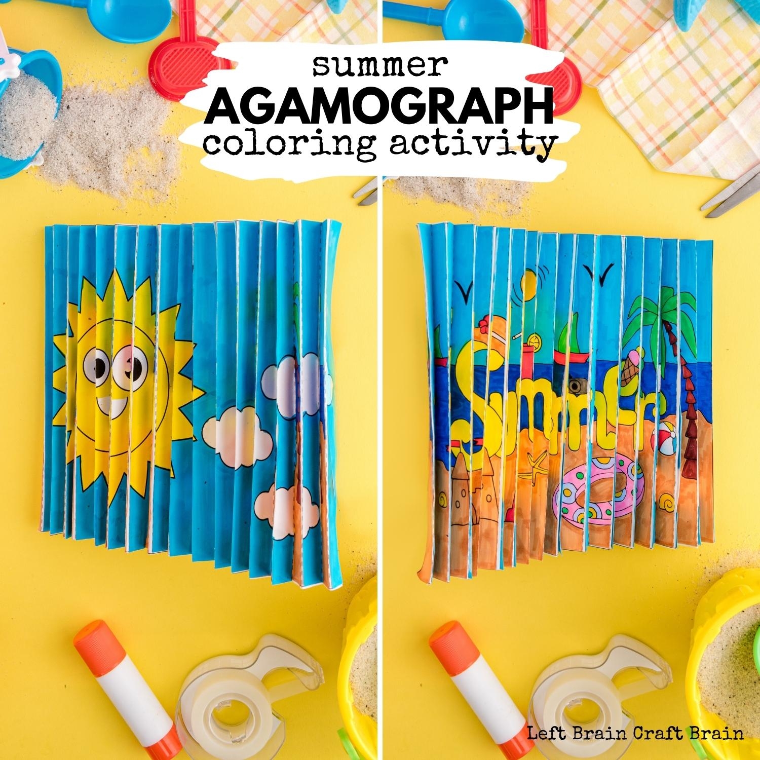 Summer Agamograph Coloring With Template Left Brain Craft Brain