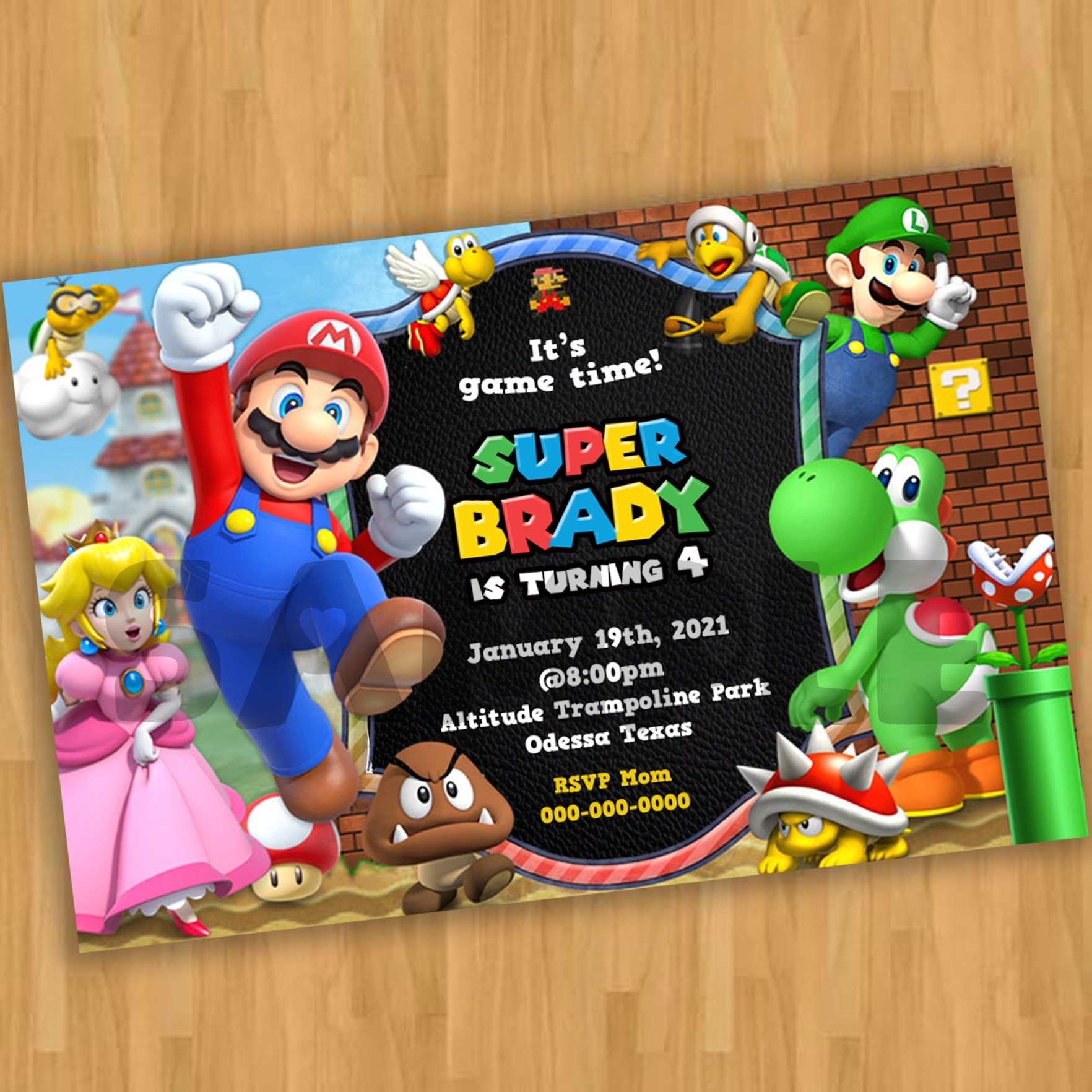 Printable Super Mario Invitations Template Free