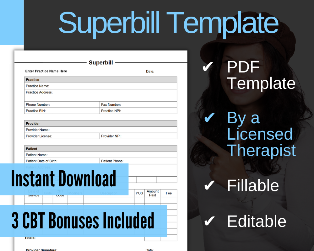 Superbill Template By A Licensed Therapist