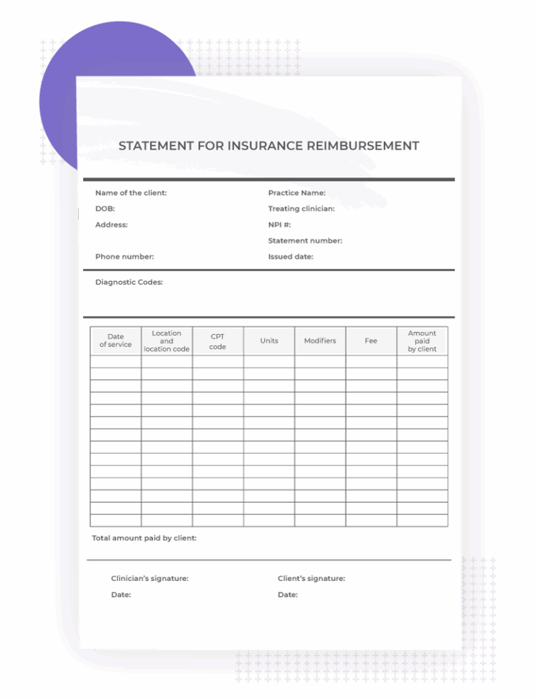 Superbill Template For Therapists