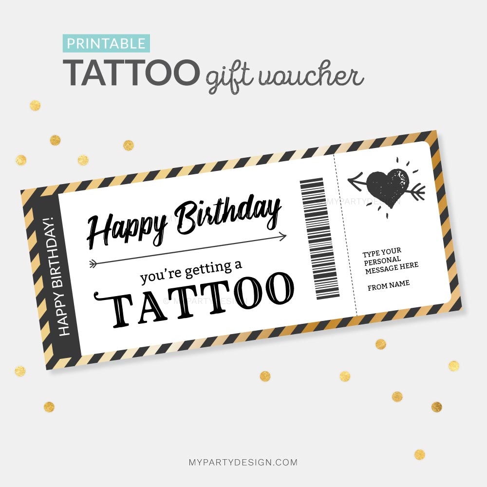 Tattoo Voucher Template Printable File My Party Design Tattoo Voucher Template Printable File My Party Design