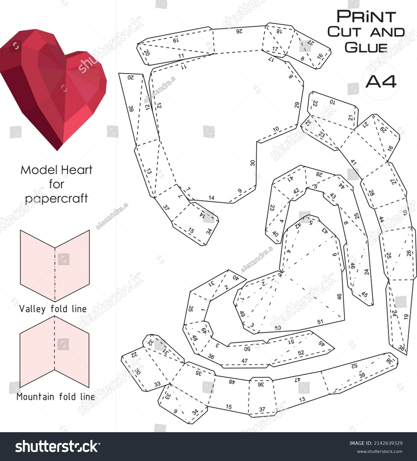 Template 3d Heart Papercraft Cut Glue Stock Vector Royalty Free 2142639329 Shutterstock Template 3d Heart Papercraft Cut Glue Stock Vector Royalty Free 2142639329 Shutterstock