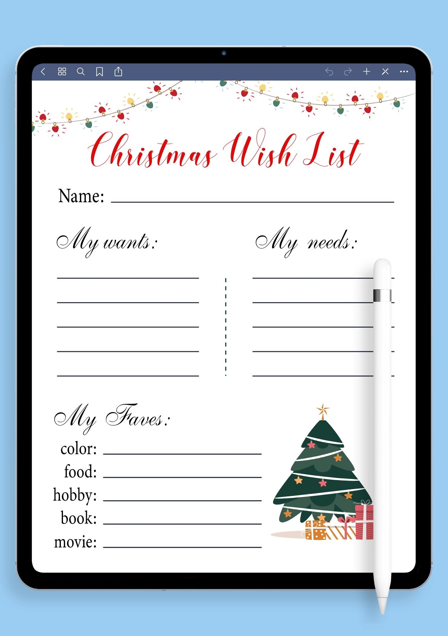 Template New For Santa List Template New For Santa List