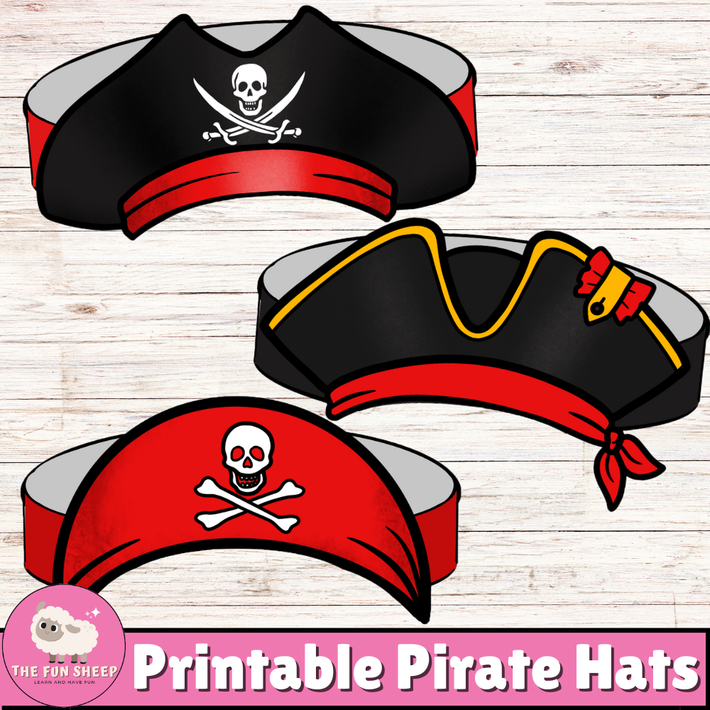 The Fun Sheep Printable Pirate Hats Talk Like A Pirate Day Craft Coloring Activity Pirate Headband