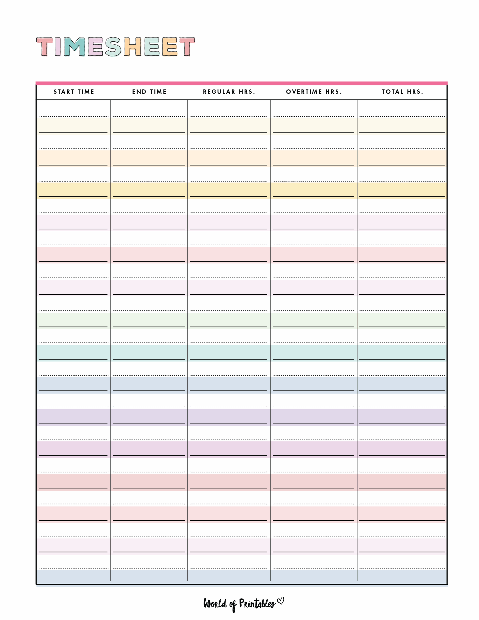 Timesheet Templates World Of Printables