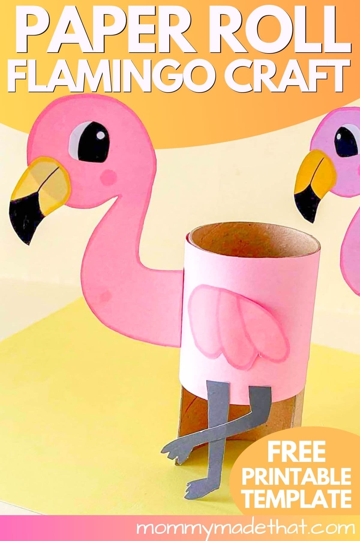 Toilet Paper Roll Flamingo Craft Free Printable Template 