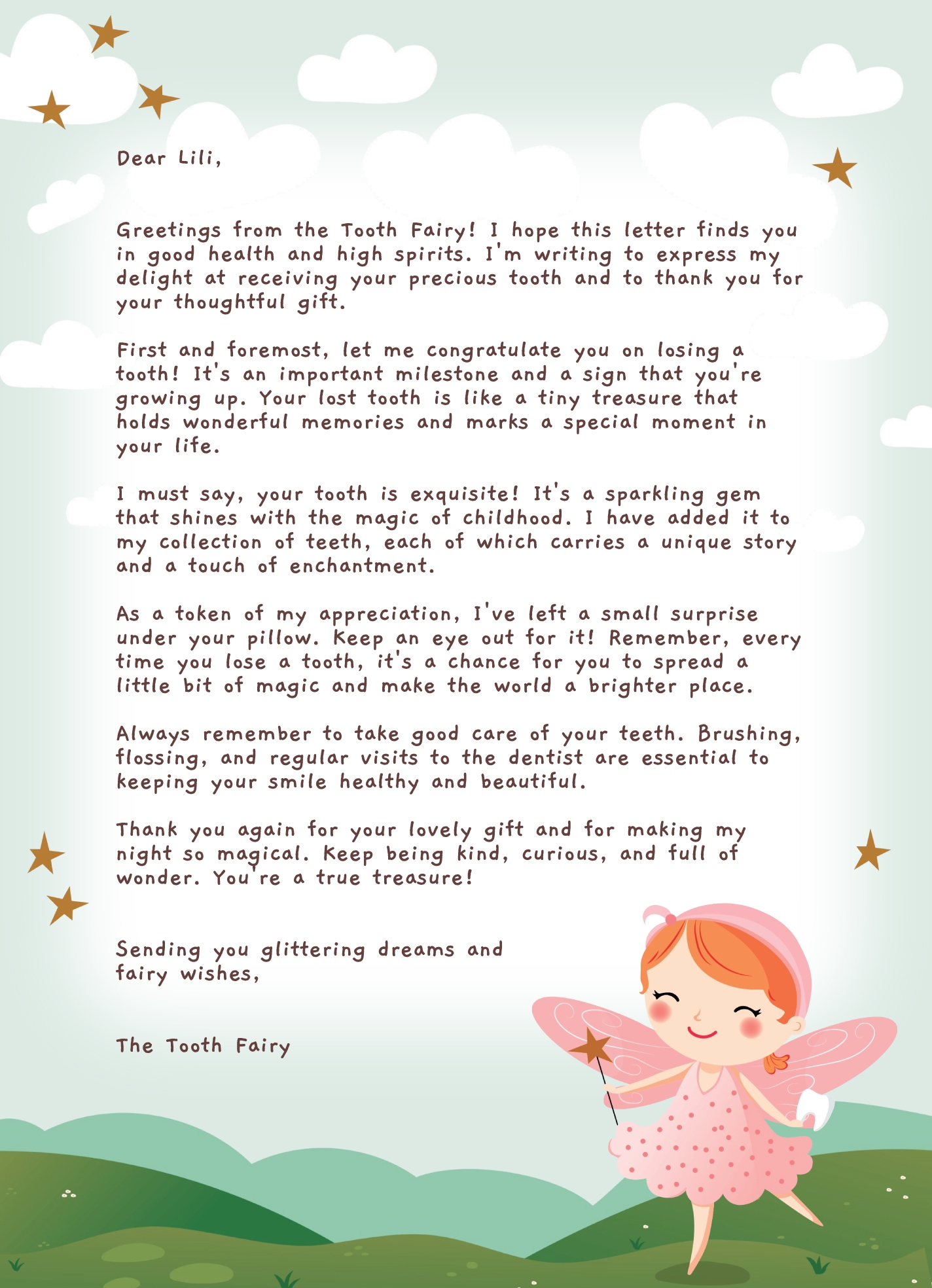 Tooth Fairy Letterhead Free Google Docs Template Gdoc io