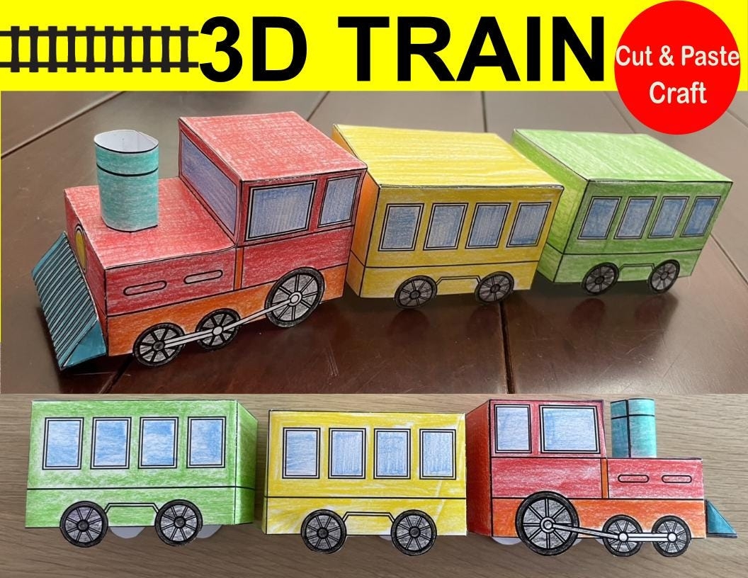Train Craft 3D Paper Easy Train Craftivity Printable Craft Activity For Kids Instant Download Colouring And Project Etsy