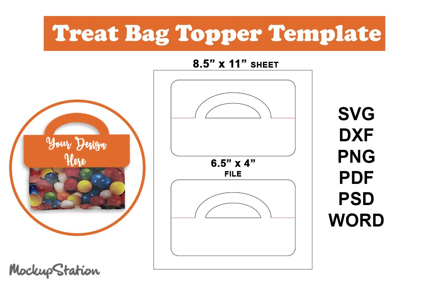 Treat Bag Topper Template SVG Candy Bag Topper 2224424 