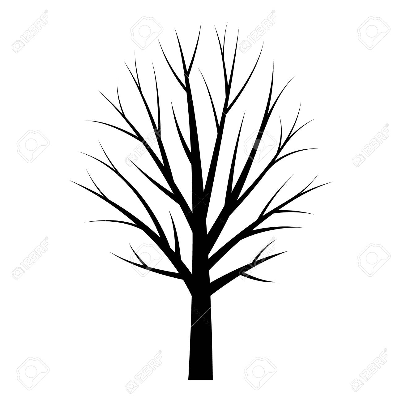 Tree Black Silhouette Free Tree Template On White Background 